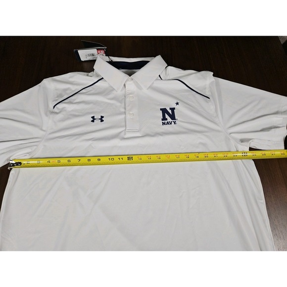 NWT Under Armour Mens 2XL Loose Polo White With Navy Academy Logo - Picture 8 of 12